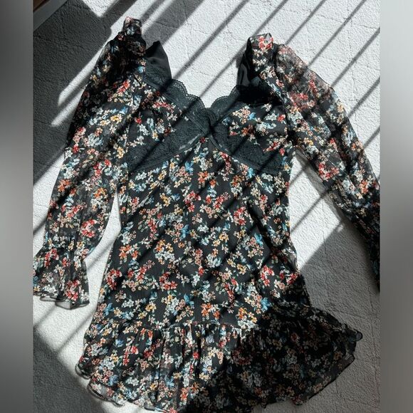 NWT Anthropologie Saison de la fleur  floral dress with lace insert. 90s y2k S-M - Picture 16 of 16